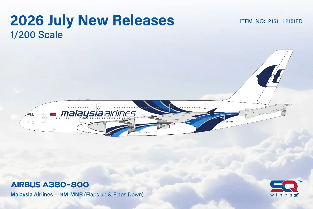 Pre-Order SQ Wings L2151 1:200 Malaysia Airlines A380 9M-MNB
