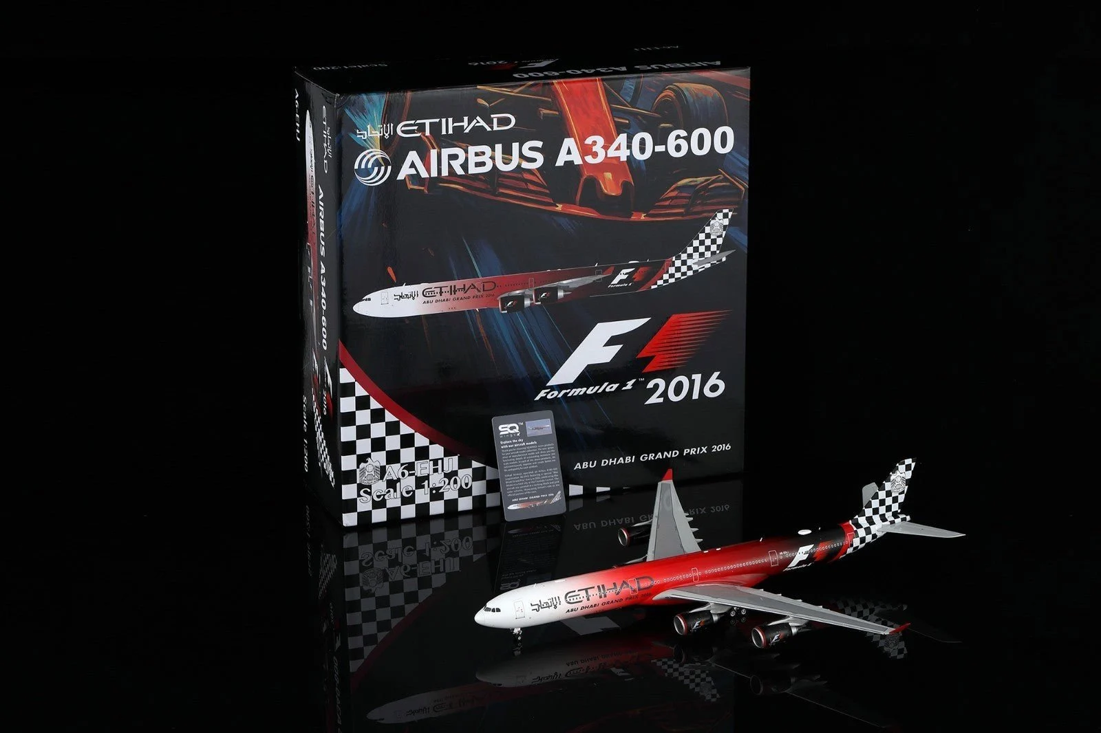 Pre-Order SQ Wings L2173FD 1:200 Etihad Airways Airbus A340-600 A6-EHJ "ABU DHABI GRAND PRIX 2017" "Flaps Down"