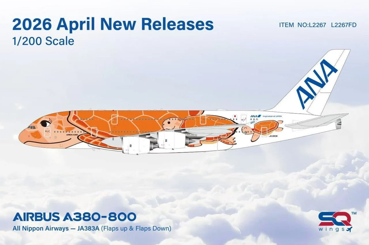 Pre-Order SQ Wings L2267FD 1:200 ANA A380 JA383A "Flaps Down"