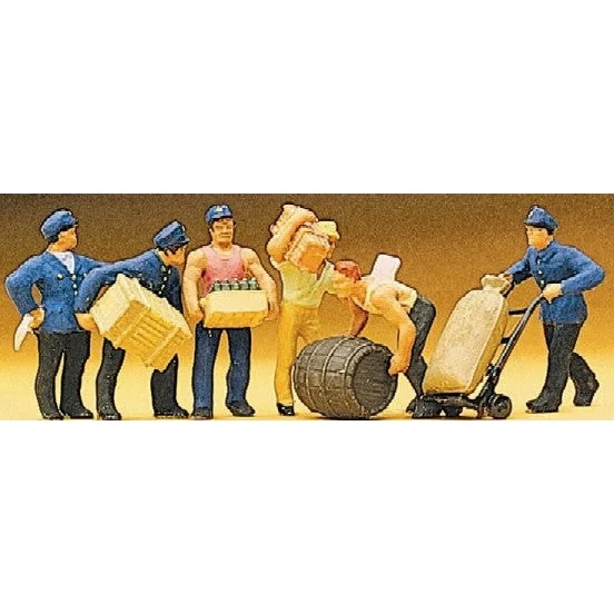 Preiser HO Delivery Men (6) w/Crates