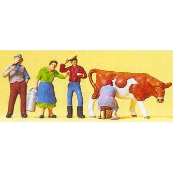 Preiser HO Farmers w/Cow (4)