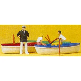 Preiser HO Row Boats (3) w/Couple & Captain