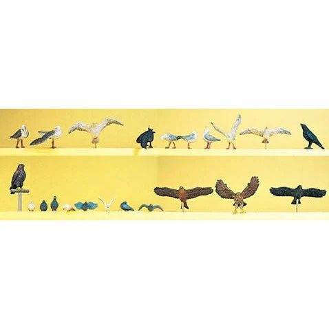 Preiser HO Pigeons, Seagulls, Crows & Birds of Prey (33)