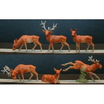 Preiser HO Stag Deer w/Painted Faces (6)