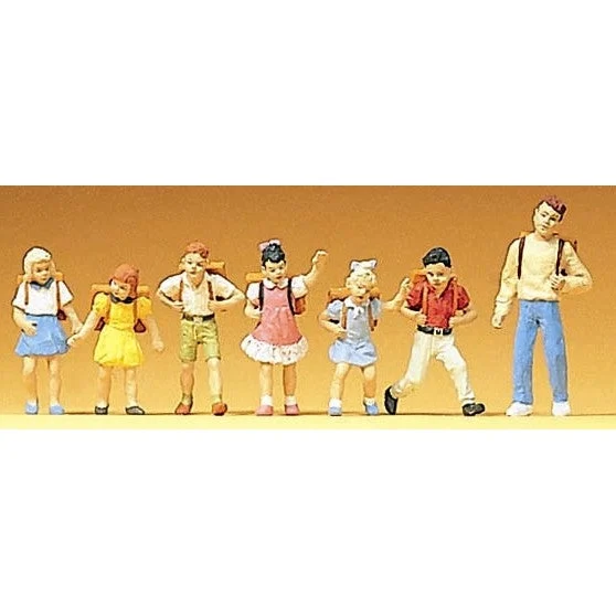 Preiser HO School Children w/Backpacks (7)