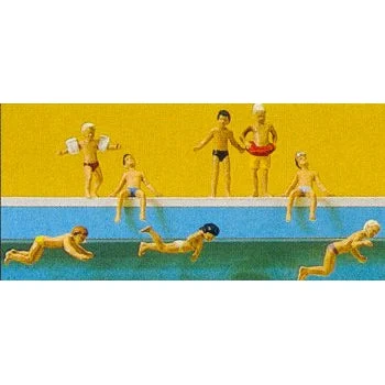 Preiser HO Children Swimming, Standing & Sitting at Pool (8)