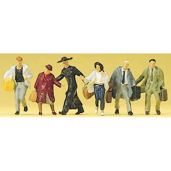 Preiser HO Passengers w/Baggage in a Hurry (6)