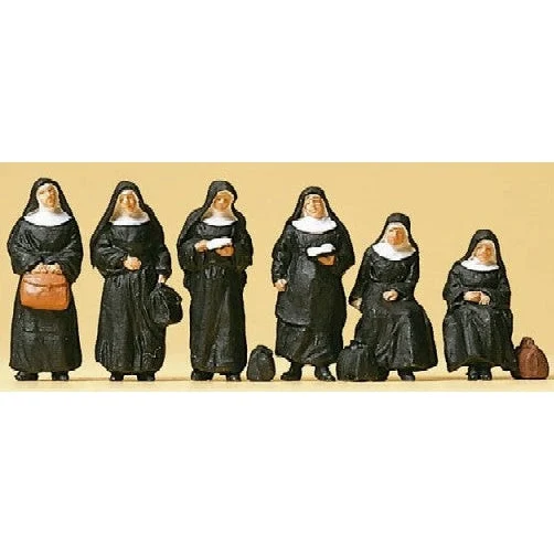 Preiser HO Nuns w/Luggage Standing & Sitting (6)