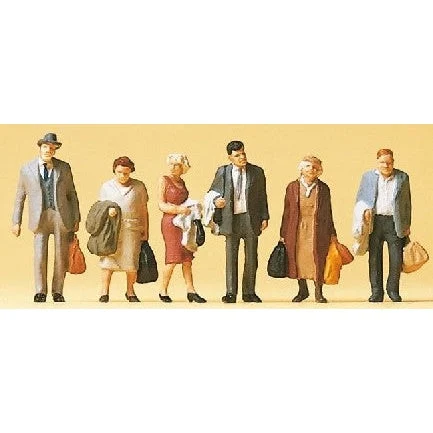 Preiser HO Travelers w/Luggage Standing (6)