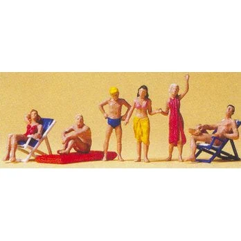 Preiser HO Swimmers by Lake w/Raft & Chairs (6)