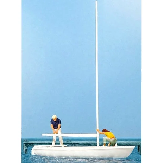 Preiser HO Sailboat w/2 Figures Unrigging Sail