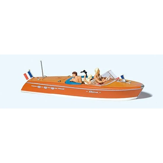 Preiser HO Riva Ariston Motorboat #2 w/3 Figures Sitting
