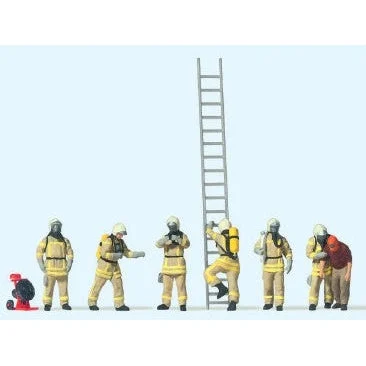 Preiser HO Firemen in Beige Uniform Wearing Breathing Apparatus (6) & Man