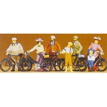 Preiser HO 1900 Era Cyclists w/Bicycles Standing (7)
