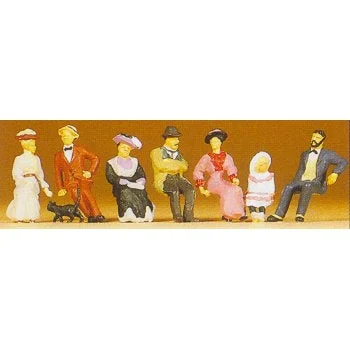 Preiser HO 1900 Era Couples Sitting (3) w/Child & Cat