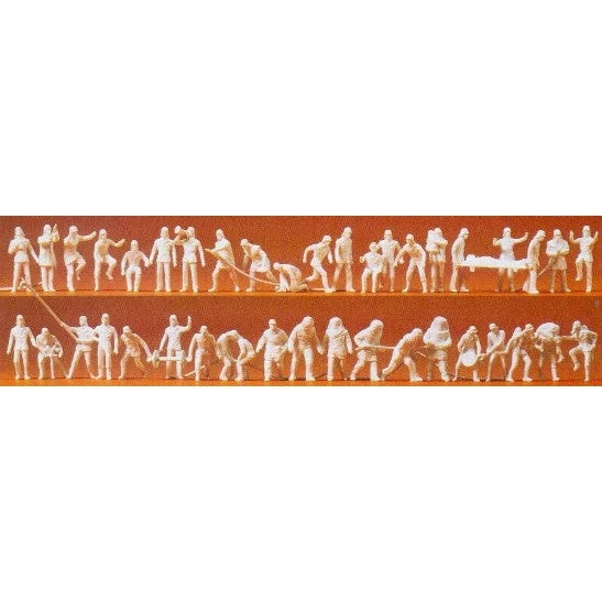 Preiser HO Unpainted Firemen w/Accessories (42) (Kit)