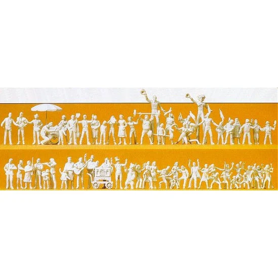 Preiser HO Unpainted Fun Fair Showpeople & Visitors (60) (Kit)