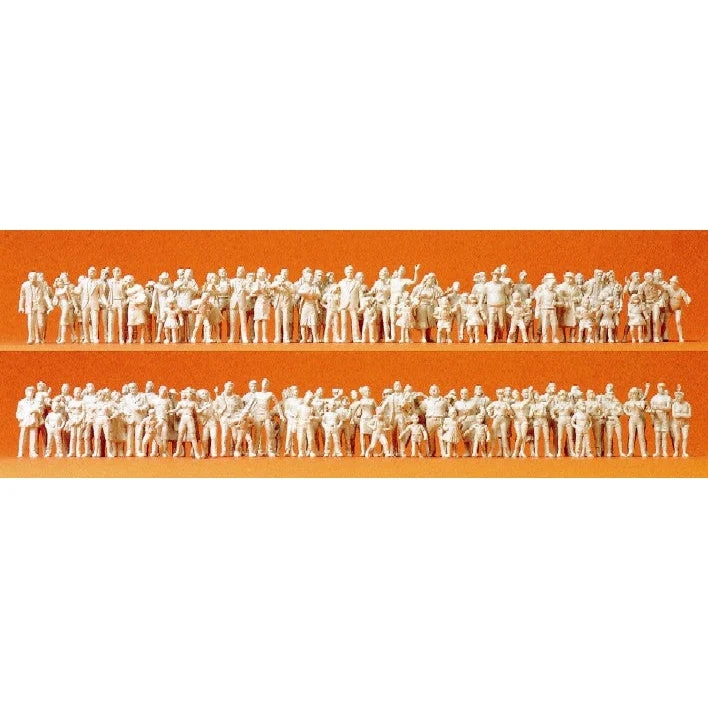 Preiser HO Unpainted Spectator Figures Standing (130) (Kit)