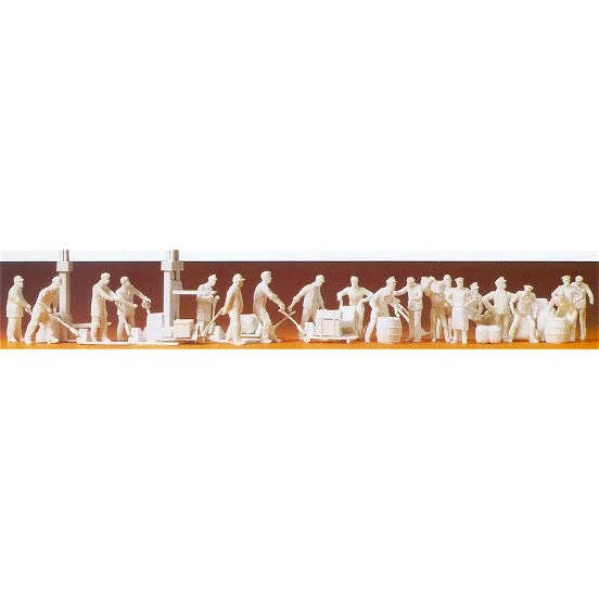 Preiser HO Unpainted Industrial Workers w/Pallet Jackets (21) (Kit)