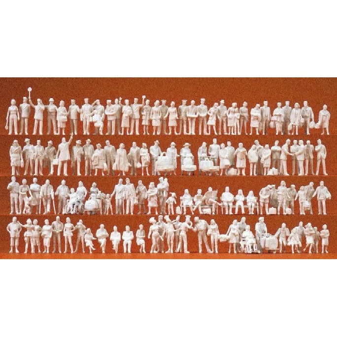 Preiser HO Unpainted Train Station People Sitting & Standing (120) (Kit)