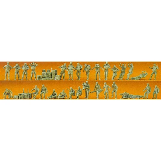Preiser HO Unpainted German Paratroopers w/Acc (30) (Kit)