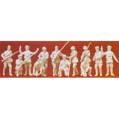 Preiser HO Unpainted Russian Infantry Men & Partisans 1942-43 (12) (Kit)