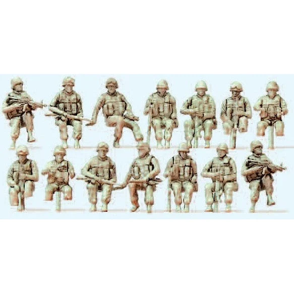 Preiser HO Unpainted Modern US Army Soldiers Sitting (14) (Kit)