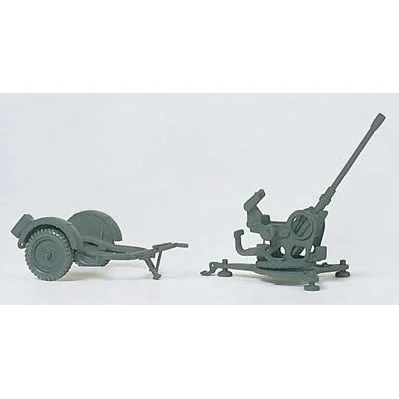 Preiser HO Unpainted German Reich 2cm Flak 38 Anti-Aircraft Gun w/SdAnh 51 Trailer 1939-45 (Kit)