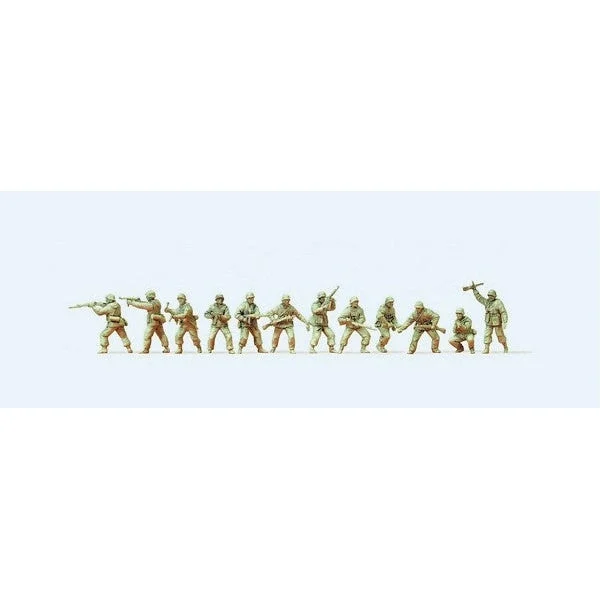 Preiser HO Unpainted German Infantry Riflemen Winter Dress (12) WWII (Kit)