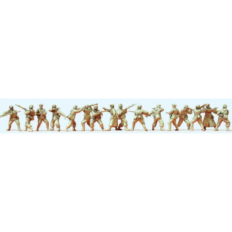 Preiser HO Unpainted Russian & German Reich Soldiers Close Combat Winter Dress 1943-45 (16) (Kit)