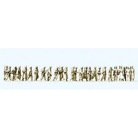Preiser HO Unpainted German Reich Infantry Winter Dress Walking (26) 1944-45 (Kit)