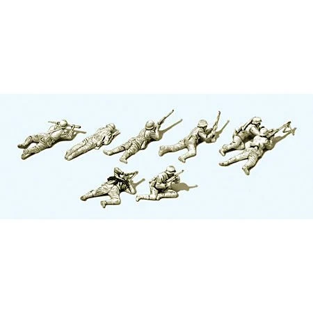 Preiser HO Unpainted German Reich Infantry Lying in Battle 1939-45 (8) (Kit)