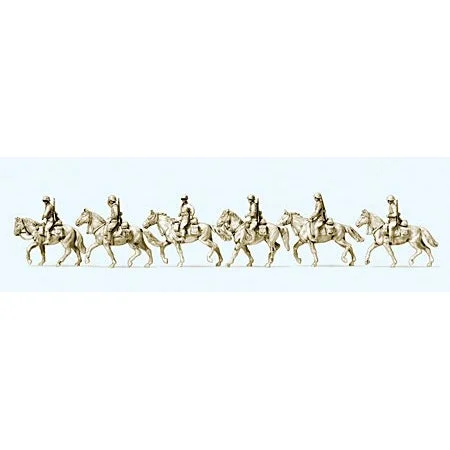 Preiser HO Unpainted German Reich Mounted Cavalry 1942-45 (6 w/Horses) (Kit)
