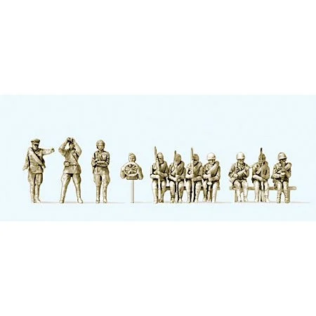 Preiser HO Unpainted Soviet Infantry Riflemen Seated 1943-45 (11) (Kit)