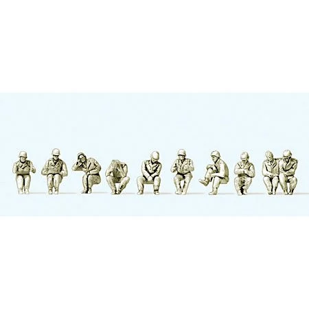 Preiser HO Unpainted German Reich Gunners Seated 1939-45 (10) (Kit)