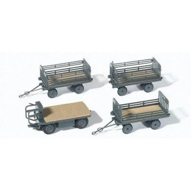 Preiser HO Railway Cargo Vehicle w/3 Trailers (Kit)