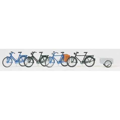 Preiser HO Bicycles (4) w/Trailer (Kit)