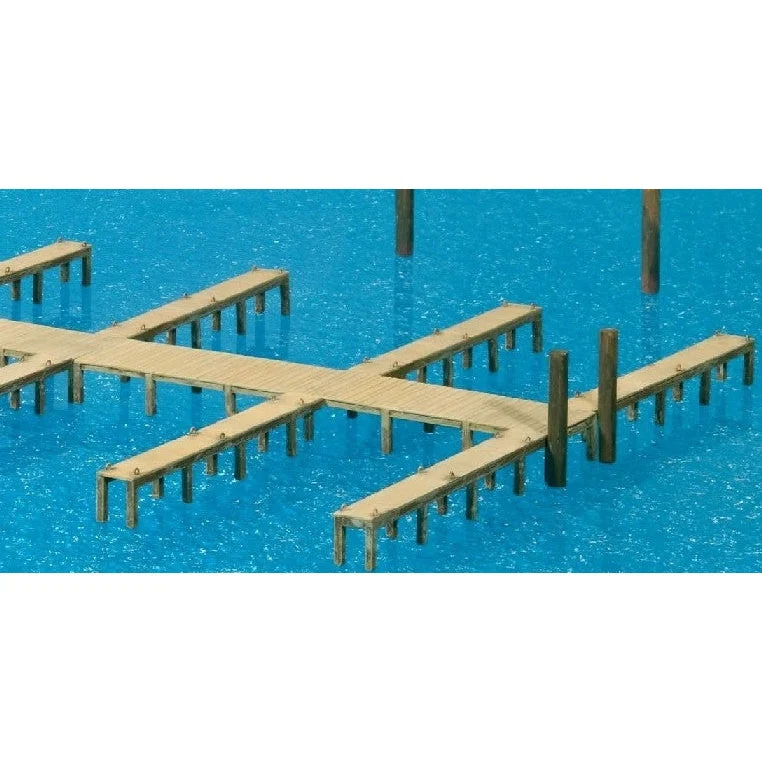 Preiser HO Wood-Type Boat Pier w/Docks (Kit)