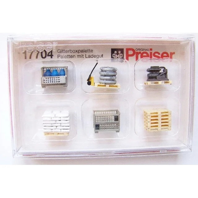 Preiser HO Box Pallets & Pallets w/Loads (6)