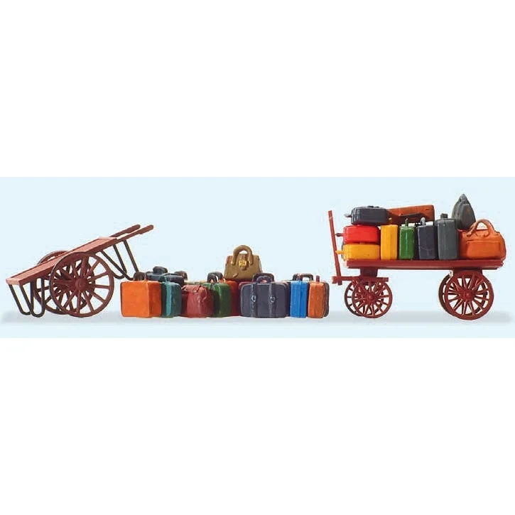Preiser HO Wooden-Type Carts (2) & Luggage (15)