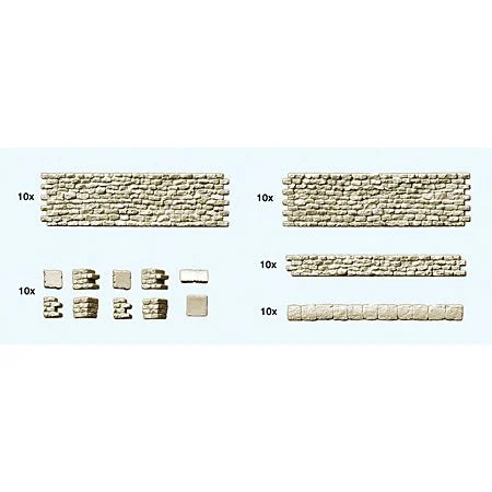 Preiser HO Quarry Stone Wall Construction Set (70pcs)