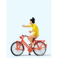 Preiser HO Woman Riding Bicycle w/no Hands