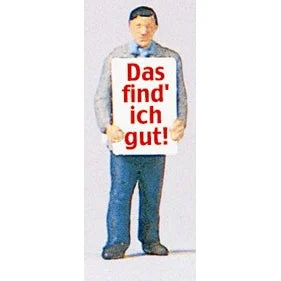 Preiser HO Man Holding Sandwich Selling Sign