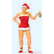 Preiser HO Female in Christmas Dress & Santa's Hat Ringing Bell