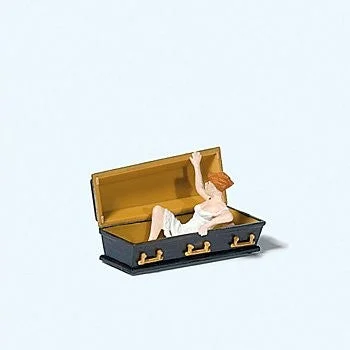 Preiser HO Female Vampire in Coffin Opening Lid