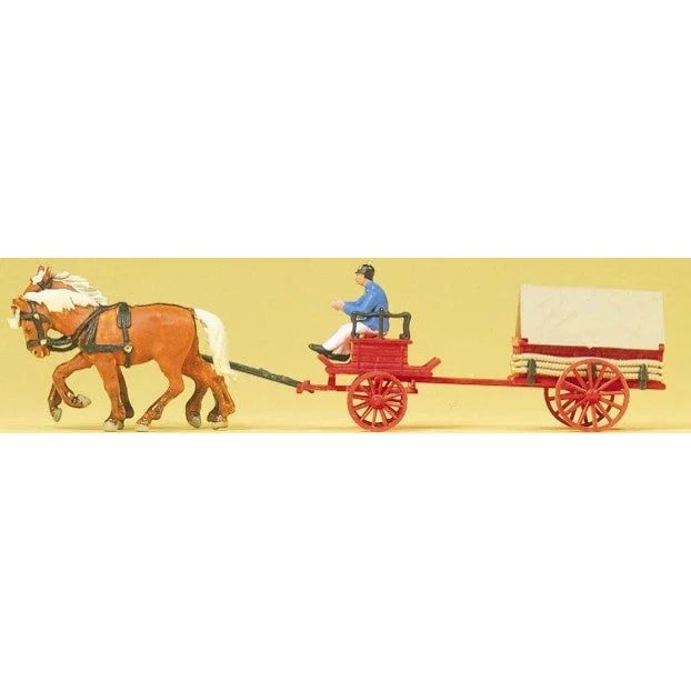 Preiser HO 1900 Era Horse Drawn Coal Wagon w/Rider