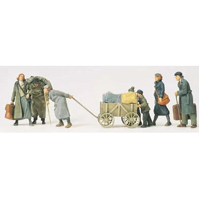 Preiser 1/35 Unpainted Refugees w/Cart (7) (Kit)