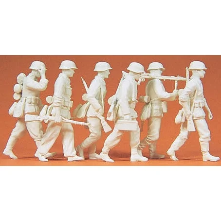 Preiser 1/35 Unpainted German Reich Grenadiers Advancing w/MG 1939-45 (6) (Kit)