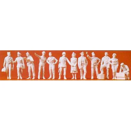 Preiser 1/48 Unpainted USAAF Pilots & Ground Crew 1942-45 (12) (Kit)