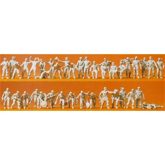 Preiser 1/72 Unpainted German Reich Paratroopers, Pilots & Ground Crew 1935-45 (40) (Kit)